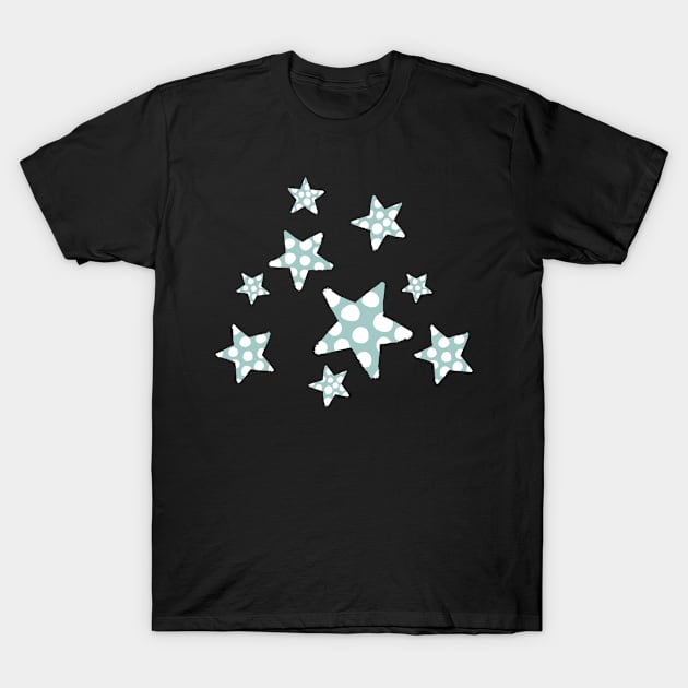 happy polka dots stars - turquoise T-Shirt by kobyakov